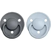 BIBS De Lux Natural Rubber Size 1: 0+ months tutti Iron / Baby Blue 2 kpl