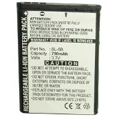 123accu Nokia BL-5B yhteensopiva akku 750 mAh