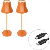 QAZQA 2 kpl Retro pöytävalaisimia oranssit ladattavat IP44 - Granny