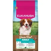 Eukanuba 2x12kg Grain Free Adult Small & Medium Breed karitsa koira