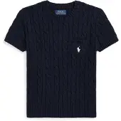 Ralph Lauren Cable-Knit Cotton Short-Sleeve Sweater - Navy - 129-130