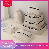 Hobby Hall 7-osainen Matkustusjärjestelmäsetti, Polyesteri Pakkauskuutiot Digitaalinen, Hygienia, Meikki, Vaatteet, Kengät, Matkatavarasäilytyspussit, Smėlio spalva