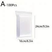Hobby Hall 100 kpl Muovisia Vetoketjupusseja, Kirkas Poly Pussi, 18x26 (100 vnt.)