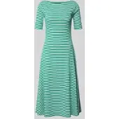 Ralph Lauren Striped Stretch Cotton Ribbed Midi Dress - Green - L