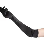 Baseks Pitkät Mustat Satiinihansikkaat - Black - One size