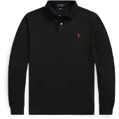 Ralph Lauren for man. 710681126037 Slim fit long sleeve piqué polo shirt black (S), Casual, Cotton