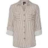 Vero Moda Pusero 'Bumpy' vaaleanruskea / valkoinen