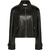 Calvin Klein Leather Moto Jacket - Black - S