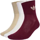 Adidas Sukat 'Mid Crew 3 Pairs' hiekka / viininpunainen / valkoinen