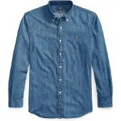 Ralph Lauren for man. 710792043001 Custom Fit denim shirt blue (M), Casual, Cotton, Long sleeve, Navy