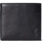 Ralph Lauren unisex. 405913723001 Black grained leather wallet (OSFA), Casual, Classic