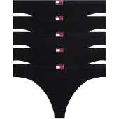 Tommy Hilfiger 5 Pack Flag Thong - Black - XS