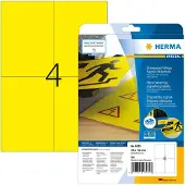 Herma 8032, Keltainen, Itse kiinnittyvä tulostintarra, A4, Laser, Kiinteä, Matta