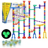 Vevor Marble Run -setti, 150-osainen marmorilabyrintti-rakennuspalikka-aivopeli, 10 pimeässä hohtavaa marmoria + 40 lasimarmoria, opettavaiset oppimisradan STEM-lelut, lapsille, pojille, tytöille 3-vu
