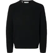 Selected Slhross Ls Knit Structure Crew Neck Noos - Black - L