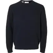 Selected Slhross Ls Knit Structure Crew Neck Noos - Navy - L