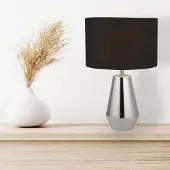 Searchlight Pöytävalaisin Laynie, Musta, Olohuone/ruokailutila, Tekstiili/kangas/silkki, Moderni