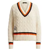 Ralph Lauren Cable-Knit Cotton Cricket Sweater - Cream - L