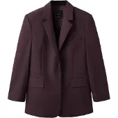 Mango Straight Suit Jacket With Lapel Pockets - Burgundy - XS