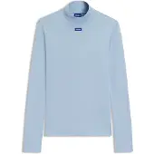HUGO Easy 10257055 Blue Pitkähihainen Korkeakauluksinen T-paita
