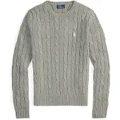 Ralph Lauren Cable-Knit Cotton Crewneck Sweater - Grey - XL
