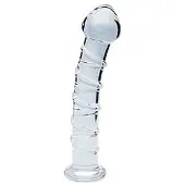 Kaalimato Clarity Spiral - Lasidildo, spiraalikuviolla, G-pisteelle, kantalevikkeellä, eturauhaselle, borosilikaattilasi, kirkas