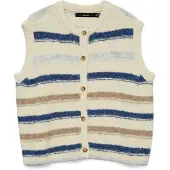Vero Moda Vmkira Sl O-Neck Stripe Vest Boo - Cream - XS