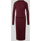 Ralph Lauren Scarf-Trim Cotton-Blend Rib-Knit Dress - Burgundy - XS