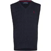 Ralph Lauren Cable-Knit Cotton Sweater Vest - Navy - 150-161