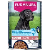 Eukanuba Life Care Senior Rich in Trout with Sweet Potatoes, Koiran märkäruoka, 400 g