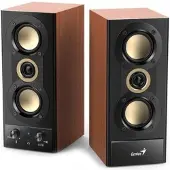 Genius SP-HF800BT speakers, 2.0, 20W, black and brown, Bluetooth 5.3