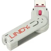 Lindy 40620, Portinlukitsin, USB A-tyyppi, Vaaleanpunainen, Akryylinitriilibutadieenistyreeni (ABS), 1 kpl, Muovipussi