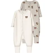 Name it Bear 2-pack Pyjama Pumice Stone Pumice Stone 98 cm Beige 98 cm Pojat, Tytöt