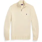 Ralph Lauren Cotton Quarter-Zip Sweater - Cream - M