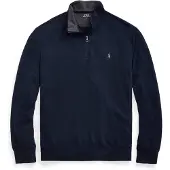 Ralph Lauren Luxury Jersey Quarter-Zip Pullover - Navy - L