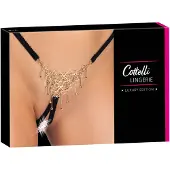 Cottelli - avoimet stringit koristeella - musta (S-L)