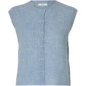 Selected Slwlulu Sl Button O-Neck Vest Noos - Blue - XS