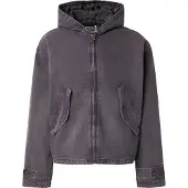 Weekday Loose Hooded Canvas Jacket - Grey - L