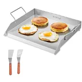 Vevor ruostumattomasta teräksestä valmistettu paistolevy, 18x16 tuuman universaali litteä suorakaiteen muotoinen levy, kaasugrilli BBQ-grillille, Teppanyaki, kannettavat perhekeittiövälineet kahvalla,