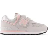 New Balance unisex for kids. PV574V1 Leather 574 Core Hook & Loop grey trainers (33.5 W), Flat, Velcro, Casual, children's fashion