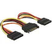 DeLOCK 60143, SATA 15-pinninen, 2 x SATA 15-pinninen, 0,15 m, Uros, Naaras, Musta, Oranssi, Punainen, Keltainen
