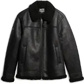 Superdry for man. M5012141A Faux Shearling Aviator Jacket black (XL), Casual, Polyester
