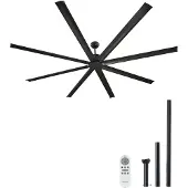 Vevor 244 cm kattotuuletin ilman valoa, 6-nopeuksinen kaukosäädin, alumiininen 8-lapainen, käännettävä tasavirtamoottori, moderni matalaprofiilinen uppoasennettava ulkotuuletin makuuhuoneeseen, olohuo