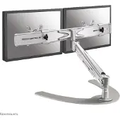 NeoMounts 10-24" x2 Monitor Desk Mount, pöytäjalusta kahdelle näytölle, hopea