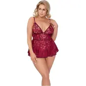 Cottelli Red Babydoll & Crotchless Briefs Set