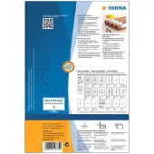 Herma 10775, Valkoinen, Itse kiinnittyvä tulostintarra, Stanssausmerkintä, Paperi, Laser, Kiinteä