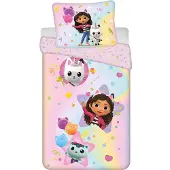 Procos Gabby’s Dollhouse Sateenkaarilasten vuodevaatesetti 140x200 – 100 % puuvillaa, 2‑osainen