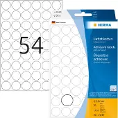 Herma 2240, Valkoinen, Ympyrä, Selluloosa, Paperi, 32 arkkia, 11,1 cm, 17 cm