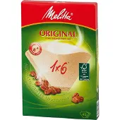 Melitta 7915906 1x6 Kahvifiltterit - Luonnollinen ruskea aromi - Yhteensopiva jauhetun kahvin kanssa - Kahvinkeittimelle
