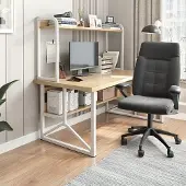 Hobby Hall Suorakulmainen Loft-tietokonepöytä, valkoista vaaleaa tammipuuta